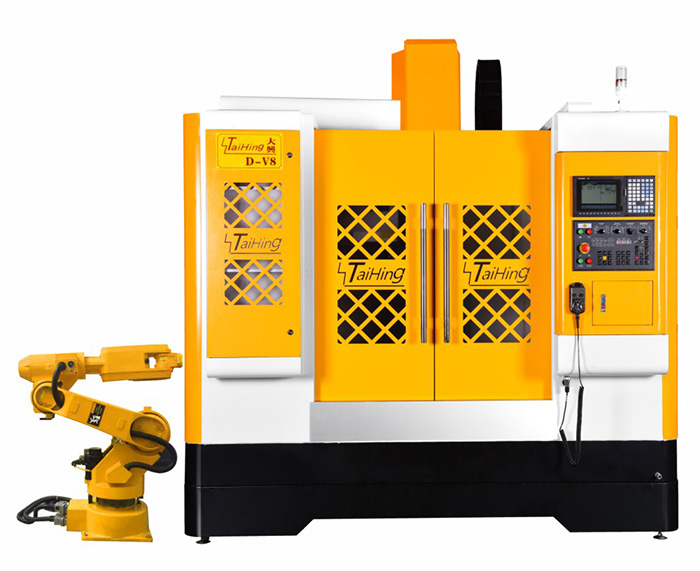 线轨机D-V8（三菱系统）—CNC850三轴线轨机(高速高精密零件立式加工中心机） （带油雾得理器） 主轴转速达18000转 ，带机械手